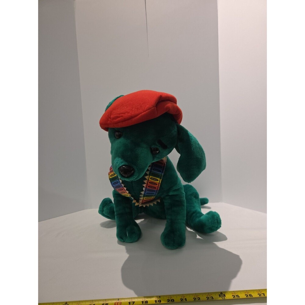 Vtg 24" Nanco 2000 Bright Green Chihuahua Plush Dog Crayon Bandolier Red Beret - Picture 1 of 12